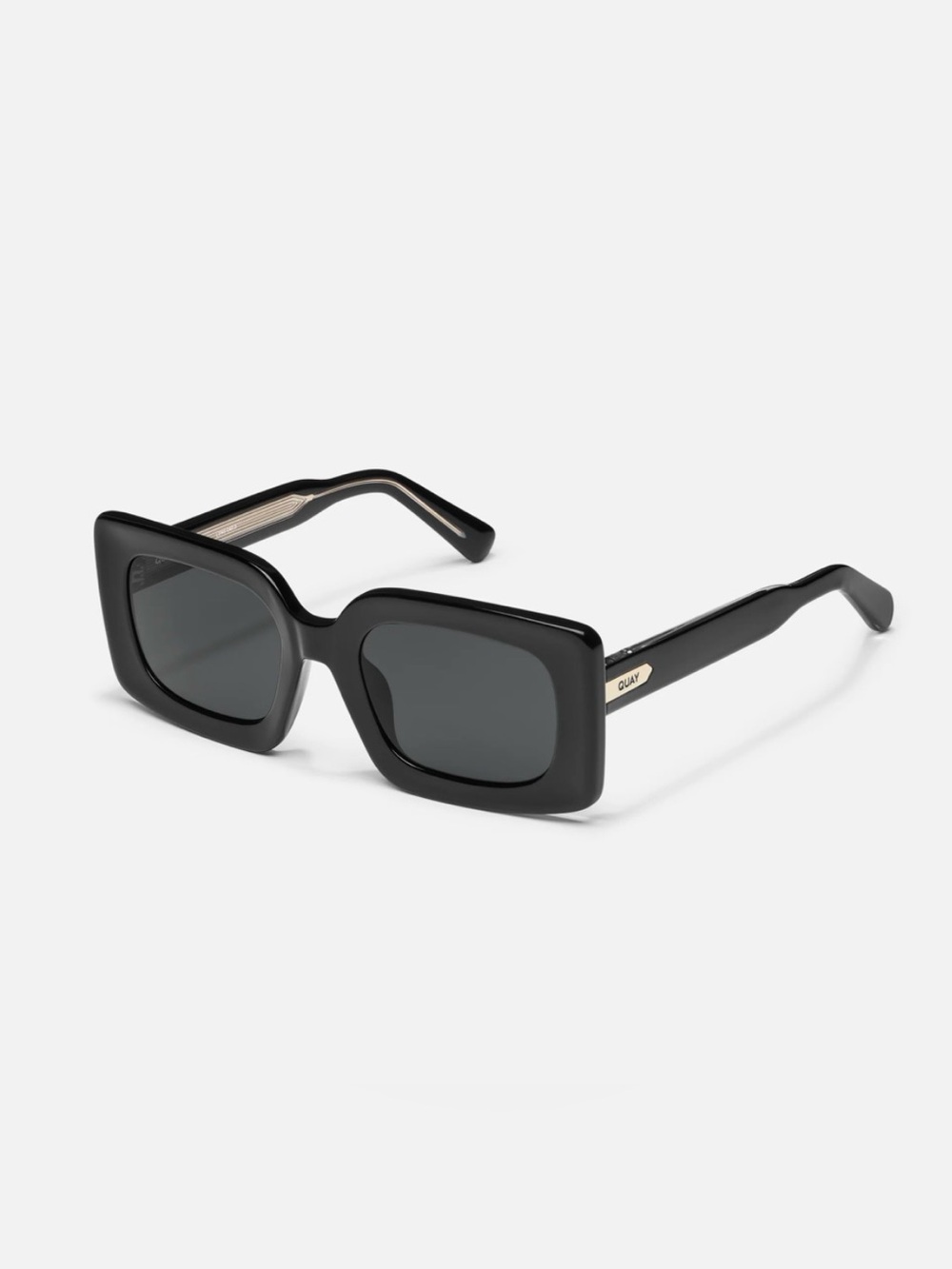 Quay Australia Talk Show Oversized Black Rectangular Sunglasses - Picture 2 of 8
